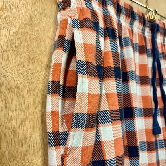Cuddle Duds Men's Pajama Pants, Size XL. Cozy Plaid, Orange & Blue - Picture 4 of 7